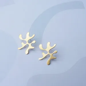 Flora Wavy Studs | Brass | by Custom Made