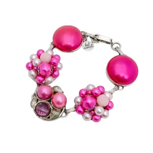 Fuchsia Vintage Cluster Bracelet