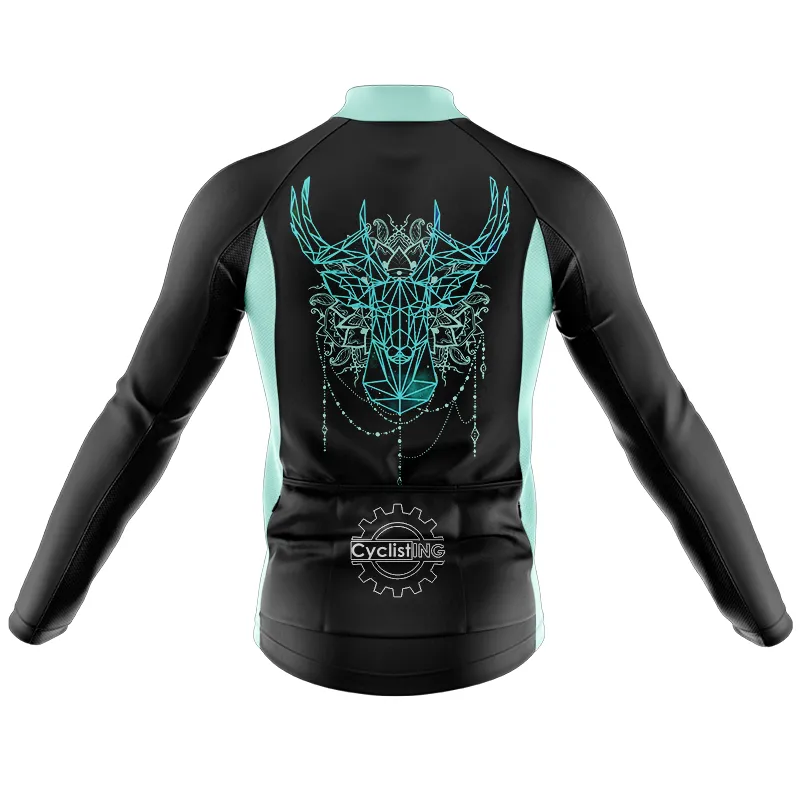 Geometric Deer Long Sleeve Cycling Jersey
