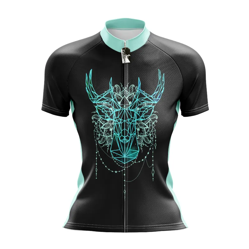 Geometric Deer Short Sleeve Cycling Jersey