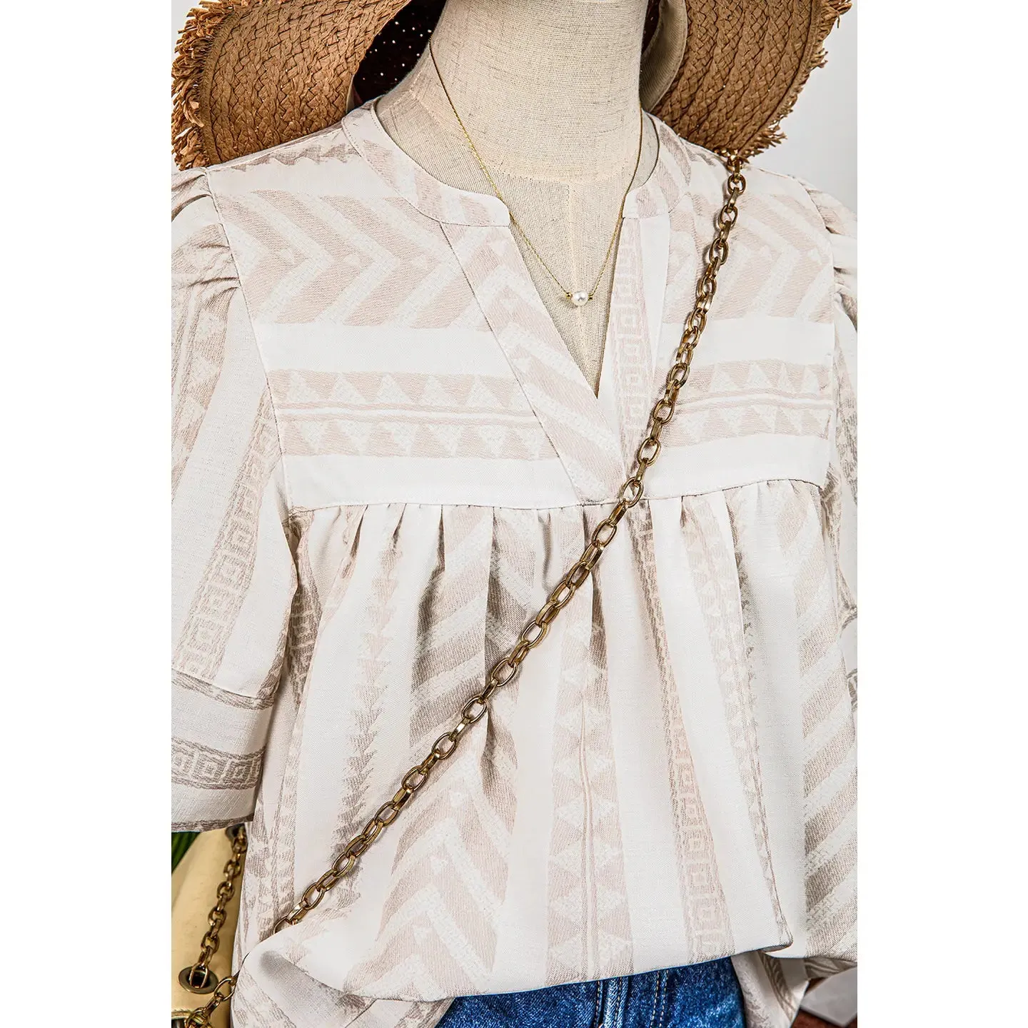 Geometric Jaquard Blouse