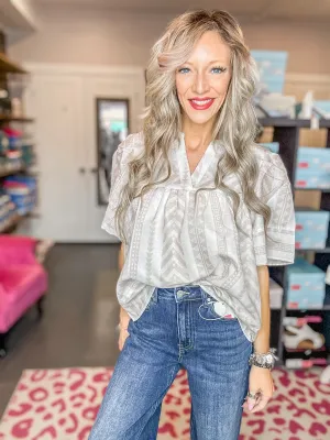 Geometric Jaquard Blouse