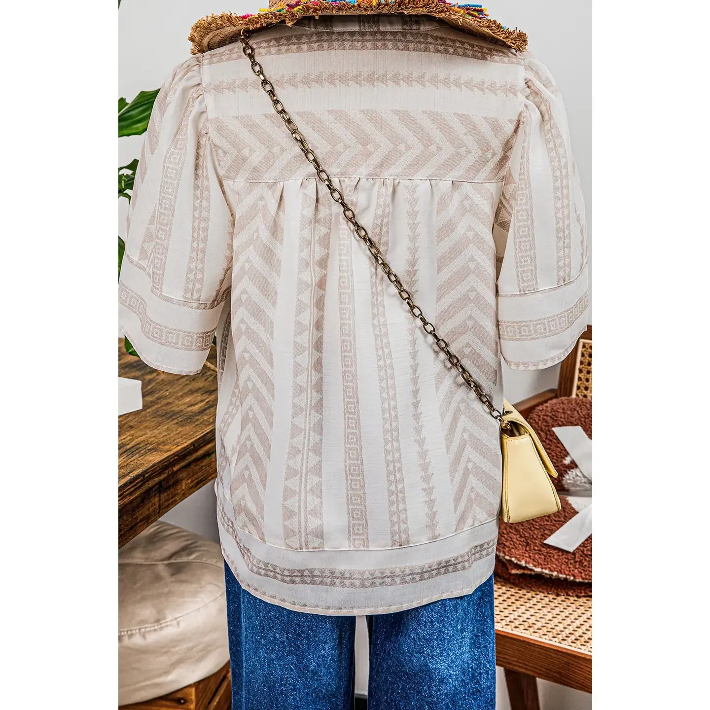 Geometric Jaquard Blouse
