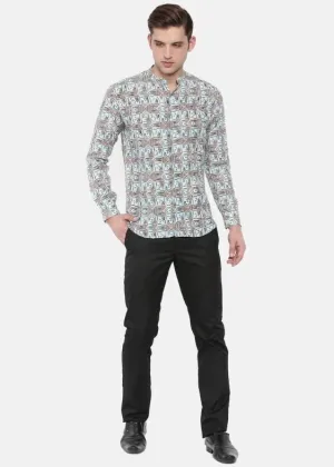 Geometric Printed Linen Shirt- MM0713