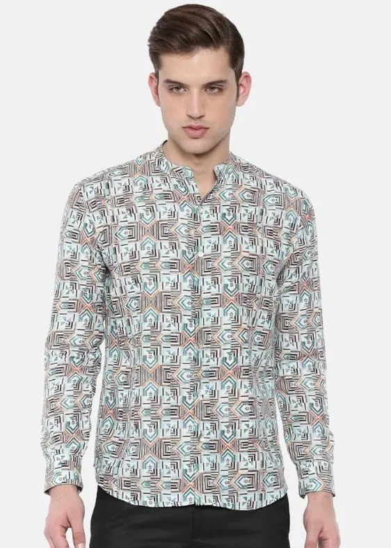 Geometric Printed Linen Shirt- MM0713