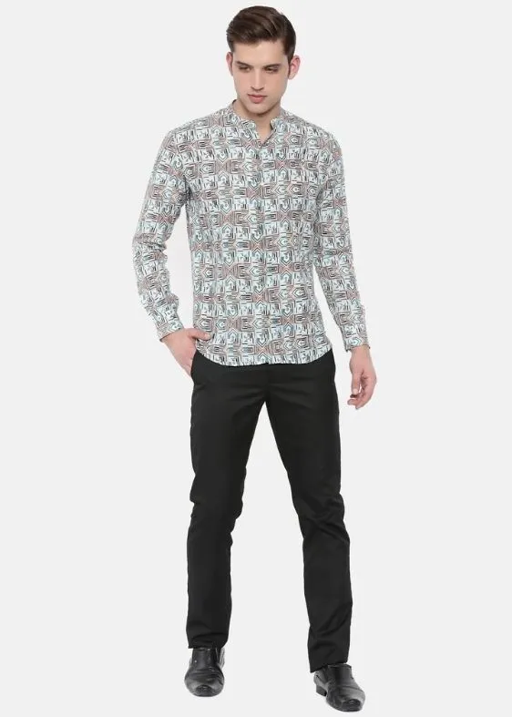 Geometric Printed Linen Shirt- MM0713