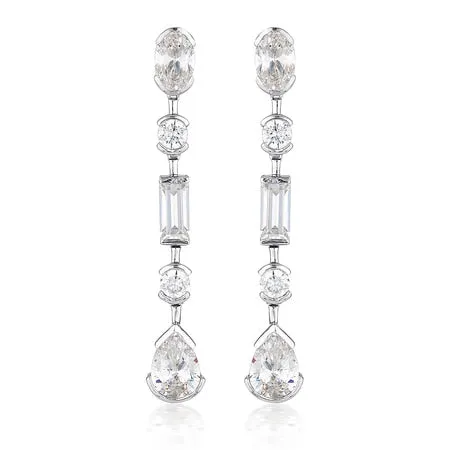 Georgini Mosaic Long Drop Earrings Silver