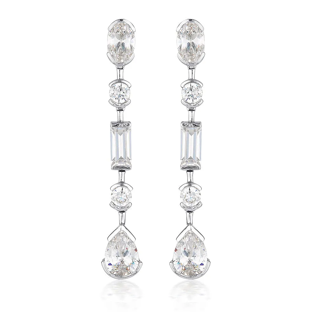 Georgini Mosaic Long Drop Earrings Silver