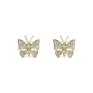 Glittery Butterfly Diamond Stud Earrings (10K)