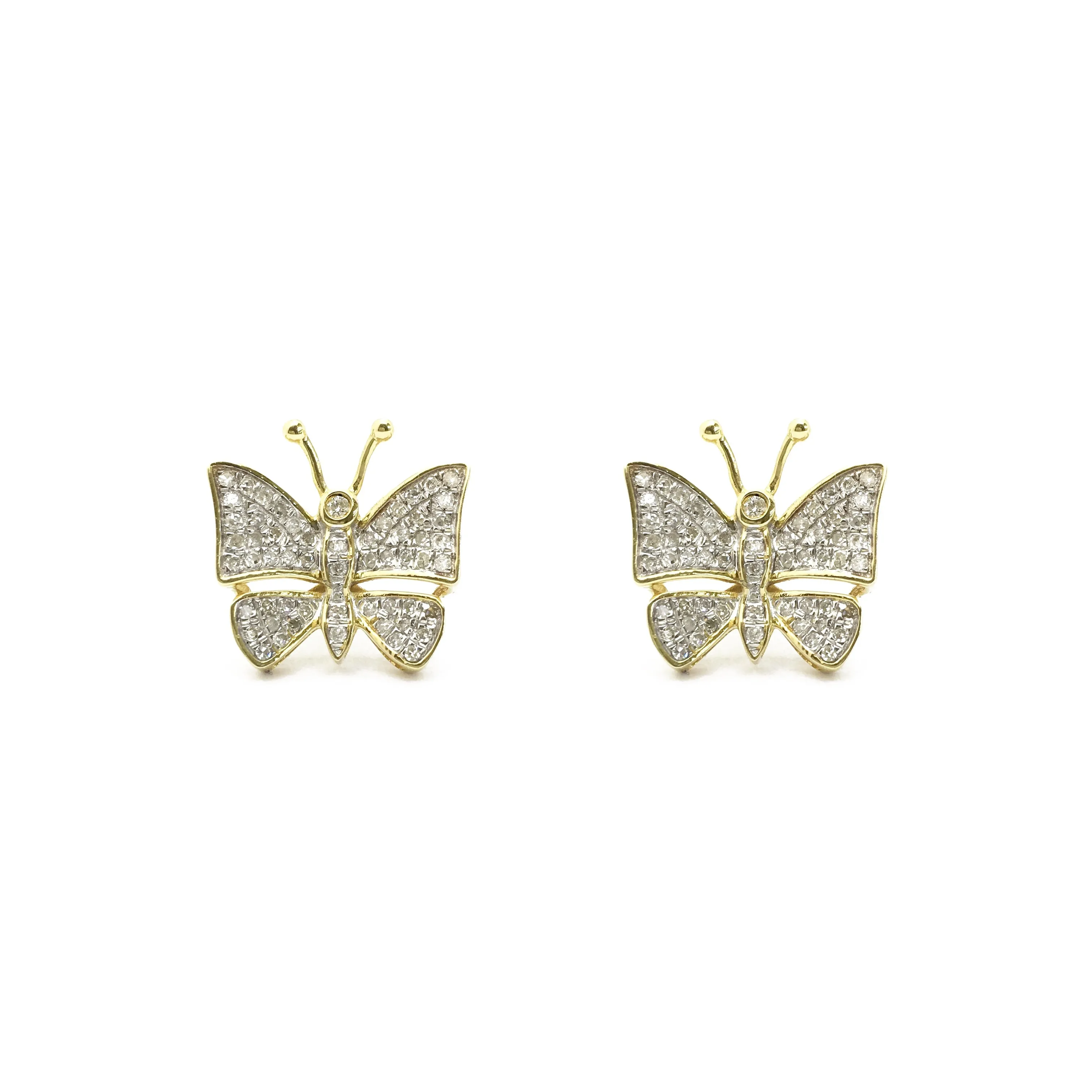 Glittery Butterfly Diamond Stud Earrings (10K)