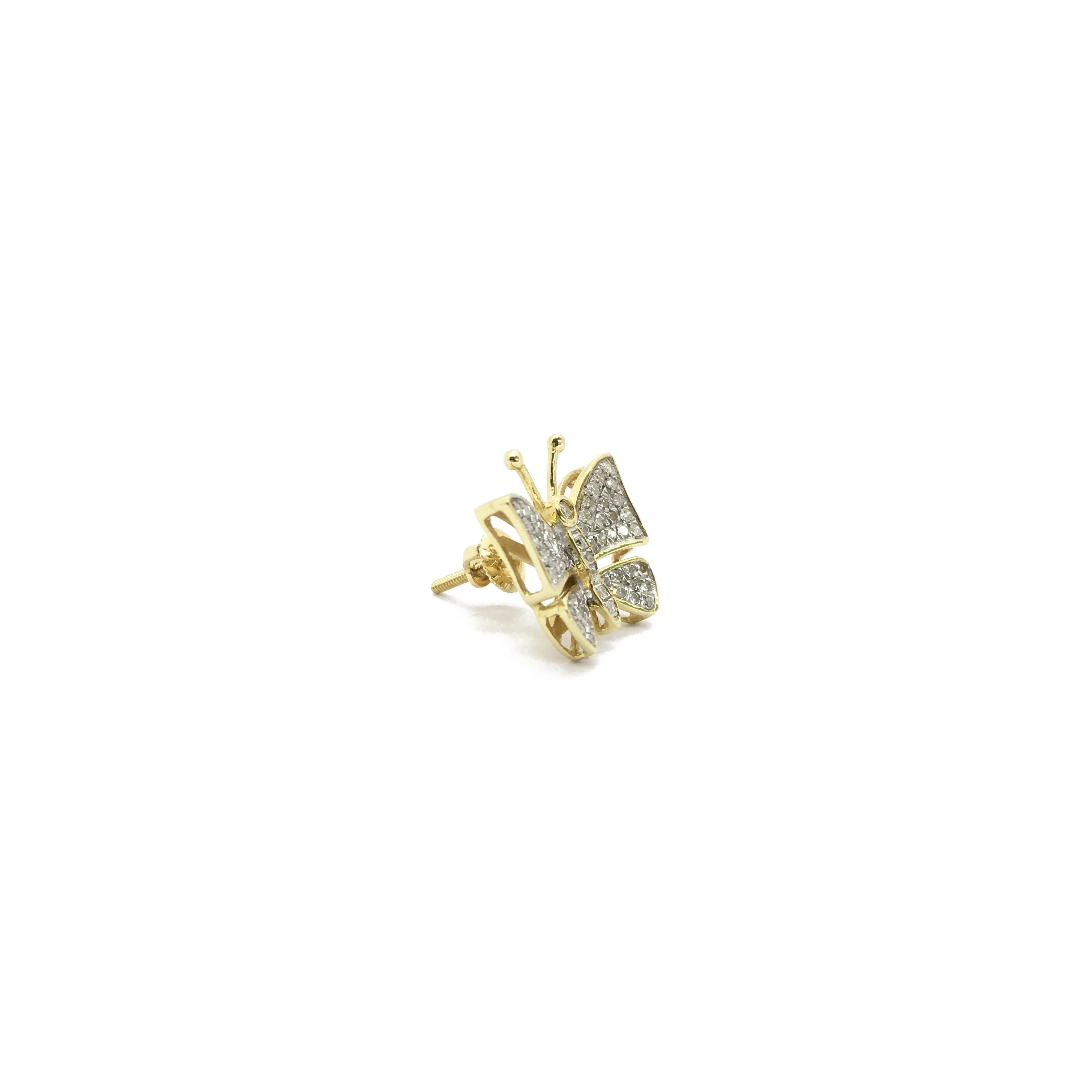 Glittery Butterfly Diamond Stud Earrings (10K)