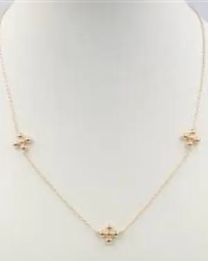 Gold Chain with Beaded Cross Shape 16"-18" Necklace