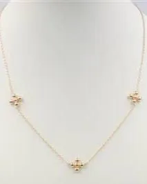 Gold Chain with Beaded Cross Shape 16"-18" Necklace