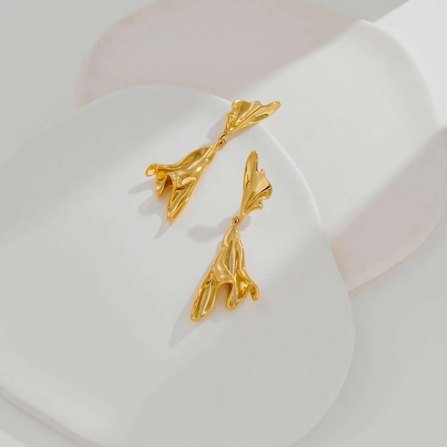 Gold Irregular Abstract Geometric Earrings Hypoallergenic Gold Plated Geometric Boho Earrings