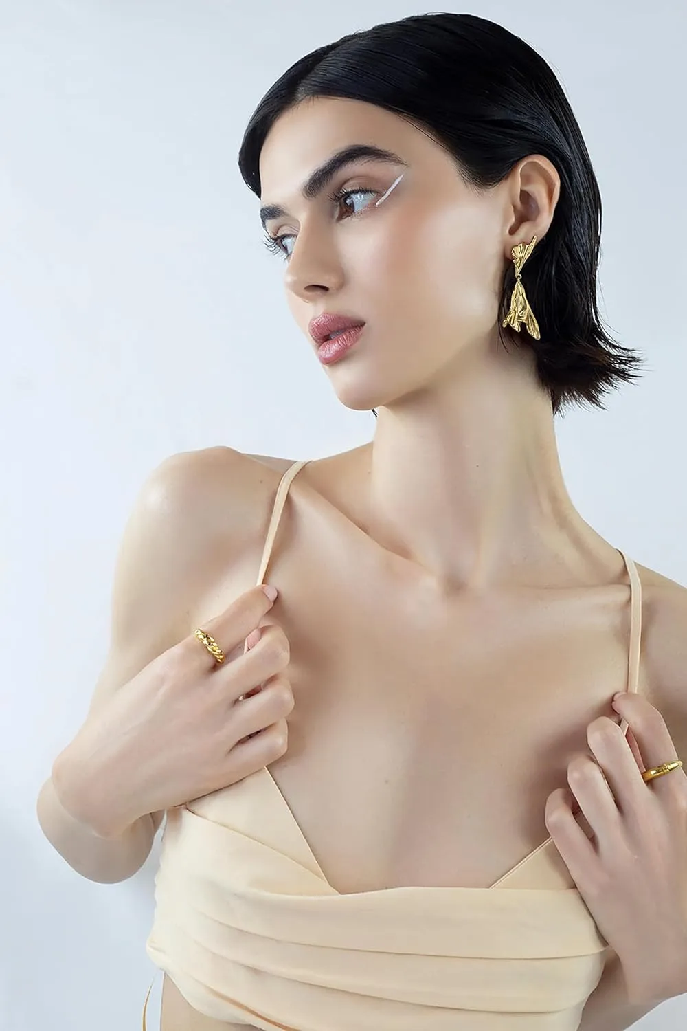 Gold Irregular Abstract Geometric Earrings Hypoallergenic Gold Plated Geometric Boho Earrings