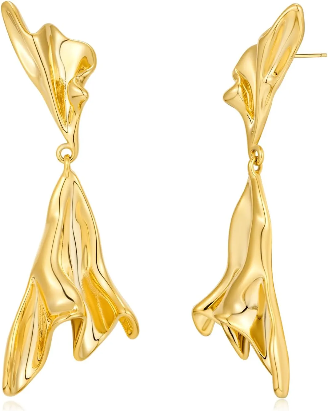 Gold Irregular Abstract Geometric Earrings Hypoallergenic Gold Plated Geometric Boho Earrings