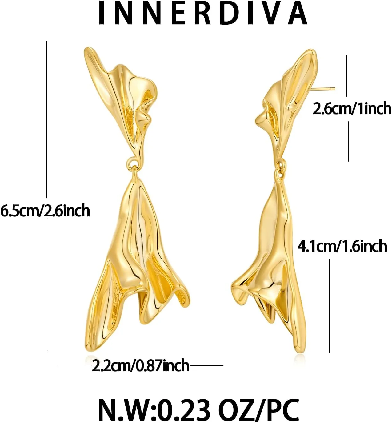 Gold Irregular Abstract Geometric Earrings Hypoallergenic Gold Plated Geometric Boho Earrings