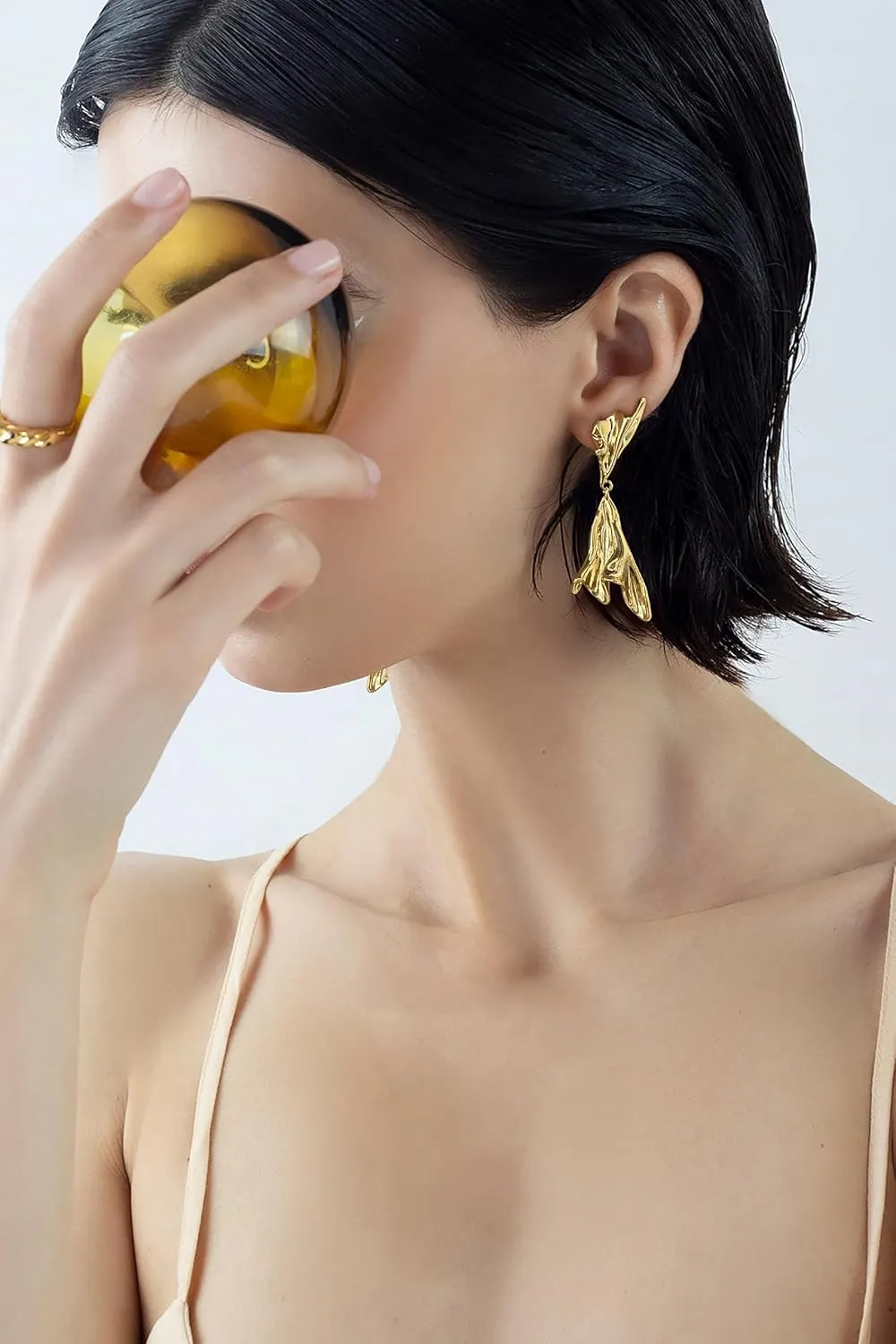 Gold Irregular Abstract Geometric Earrings Hypoallergenic Gold Plated Geometric Boho Earrings