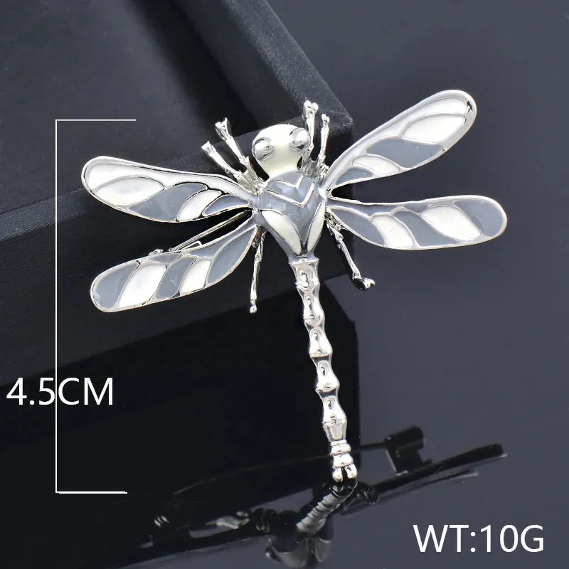 grey red enamel dragonfly brooches for women