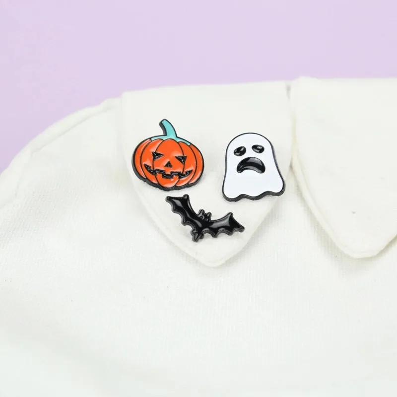 Halloween Ghost Pumpkin Collar Pin Alloy Dripping Oil Brooch