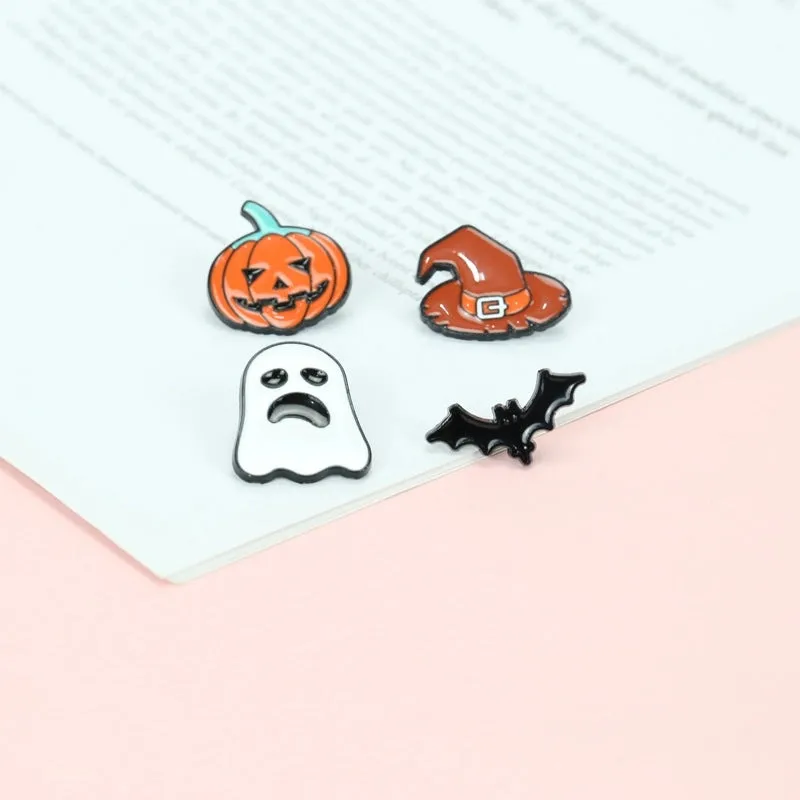 Halloween Ghost Pumpkin Collar Pin Alloy Dripping Oil Brooch