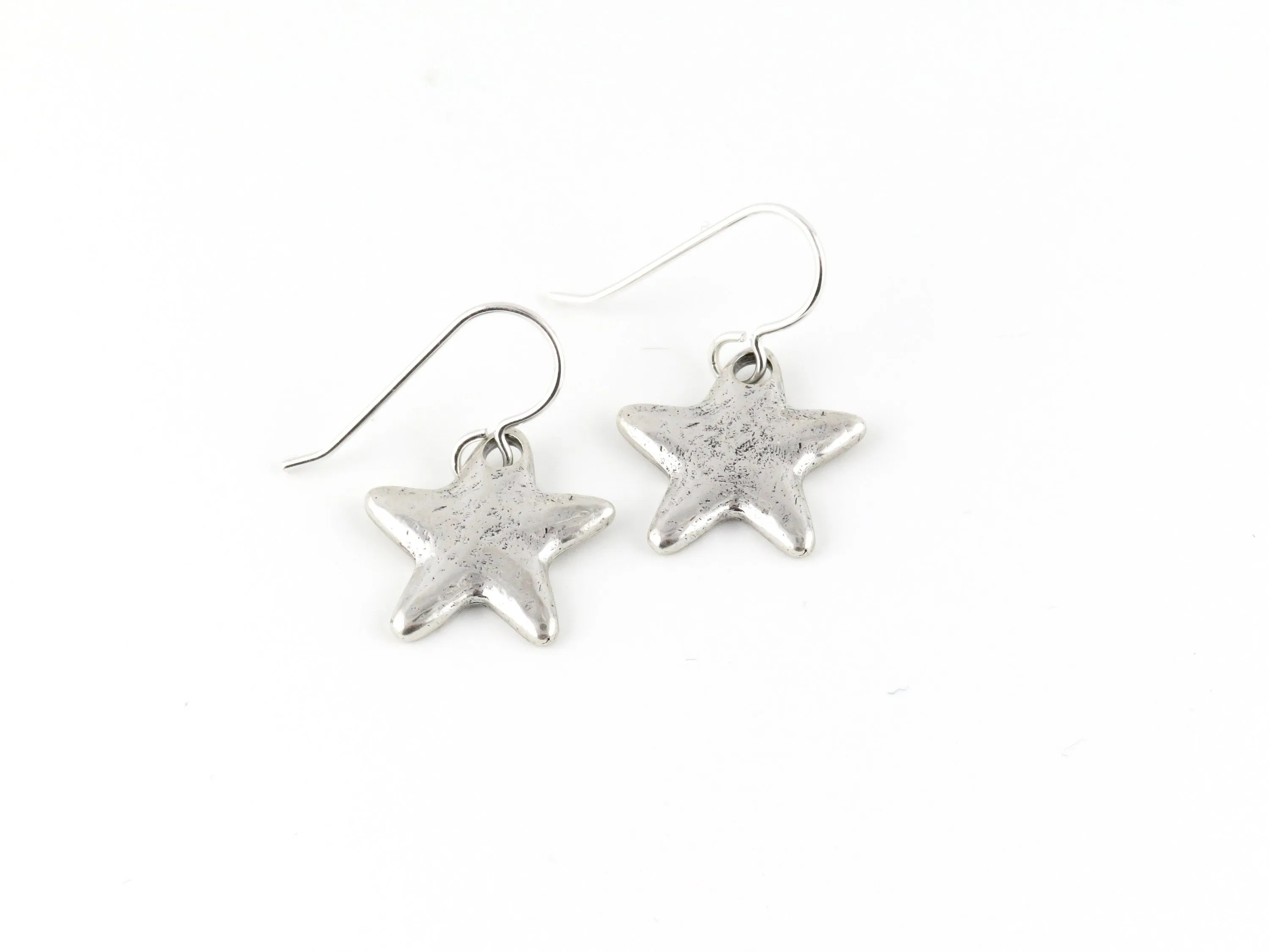 Hammered Silver Star Earrings