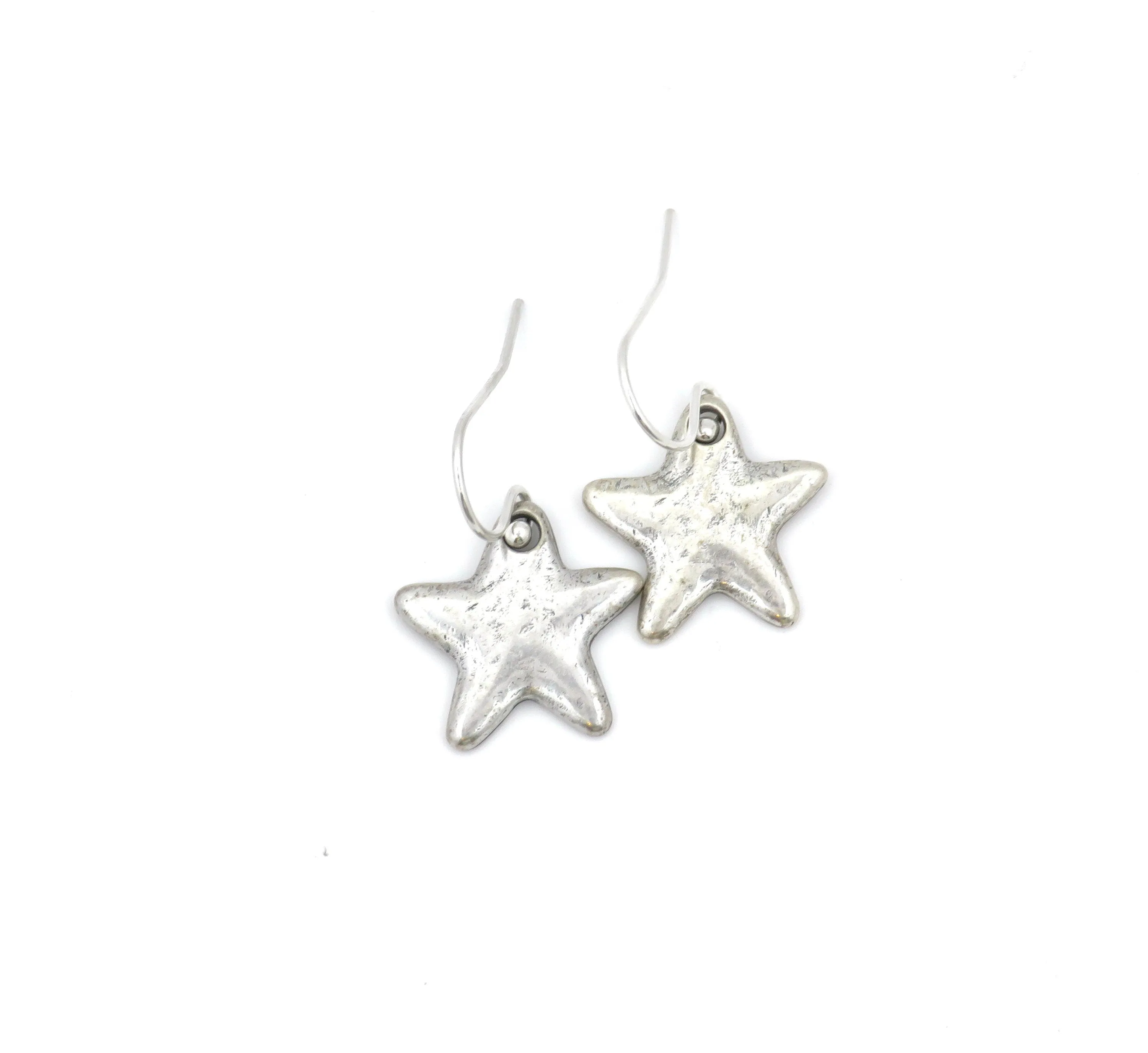Hammered Silver Star Earrings