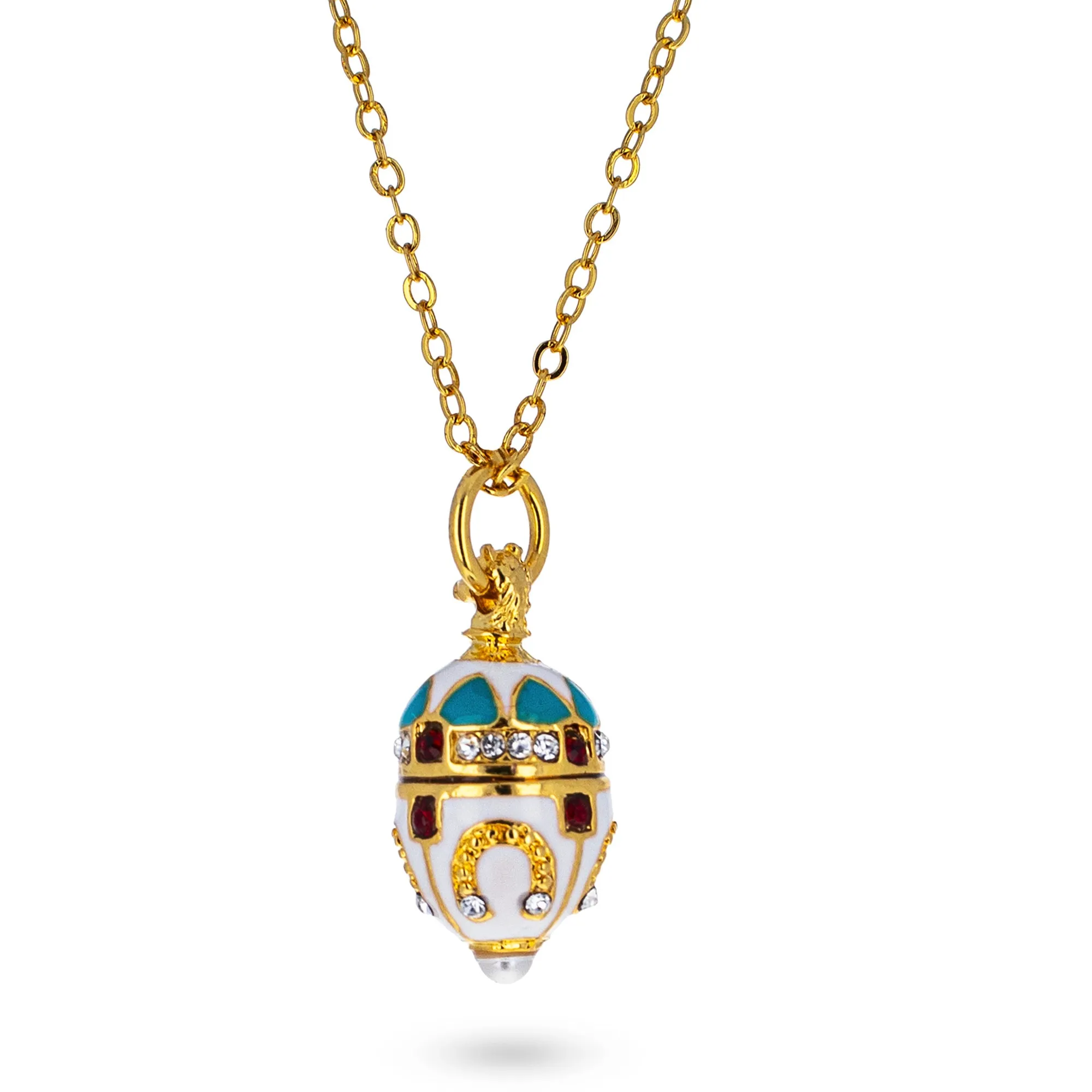 Horseshoe Brass Royal Egg Pendant Necklace