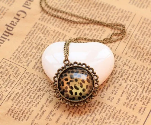 Hot Fashion high quality Vintage bronze Leopard Pendant necklace Statement jewelry for women