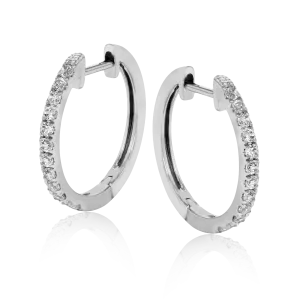Huggie Hoop Earrings in 18k Gold with Diamonds ER369 WHITE 18K X
