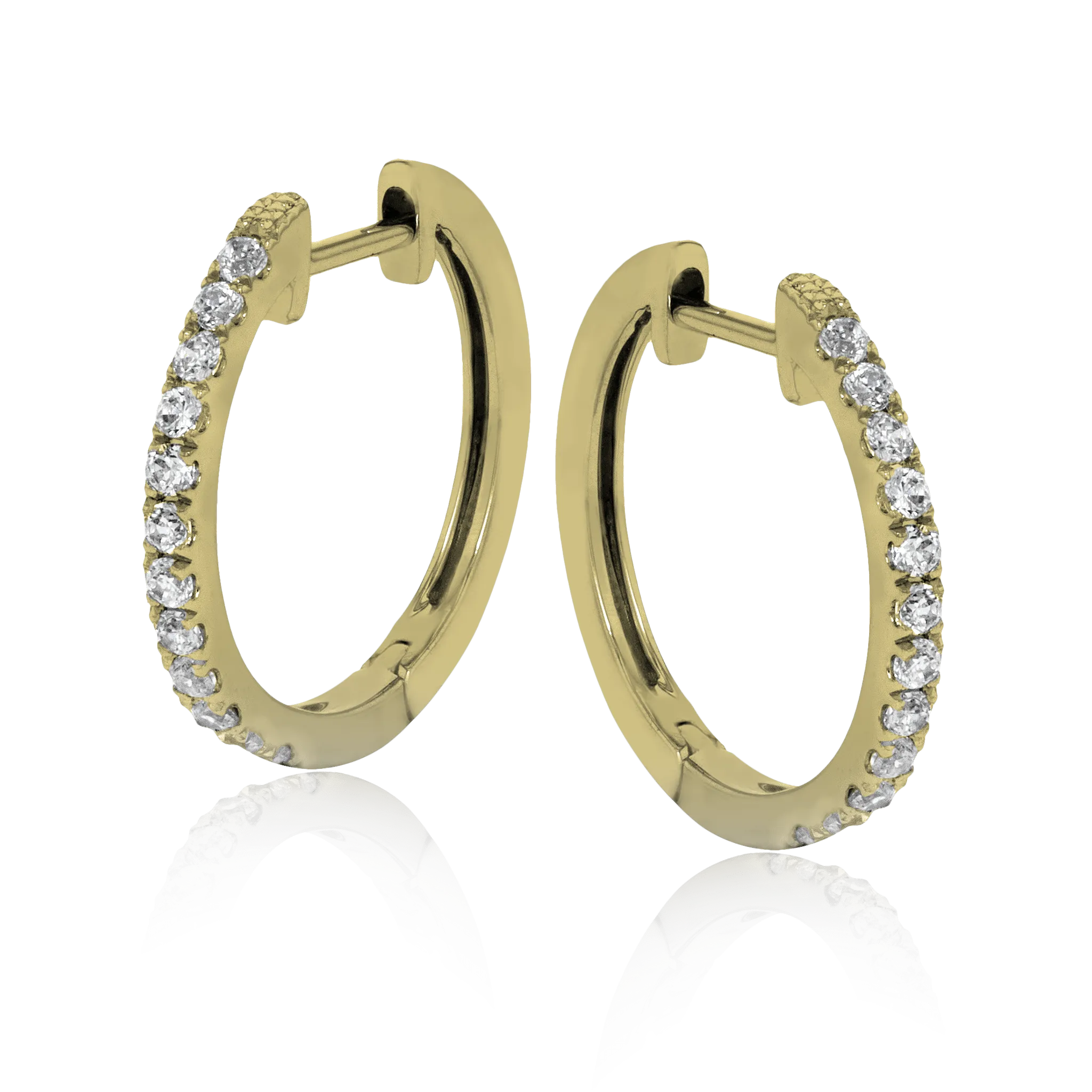 Huggie Hoop Earrings in 18k Gold with Diamonds ER369 WHITE 18K X