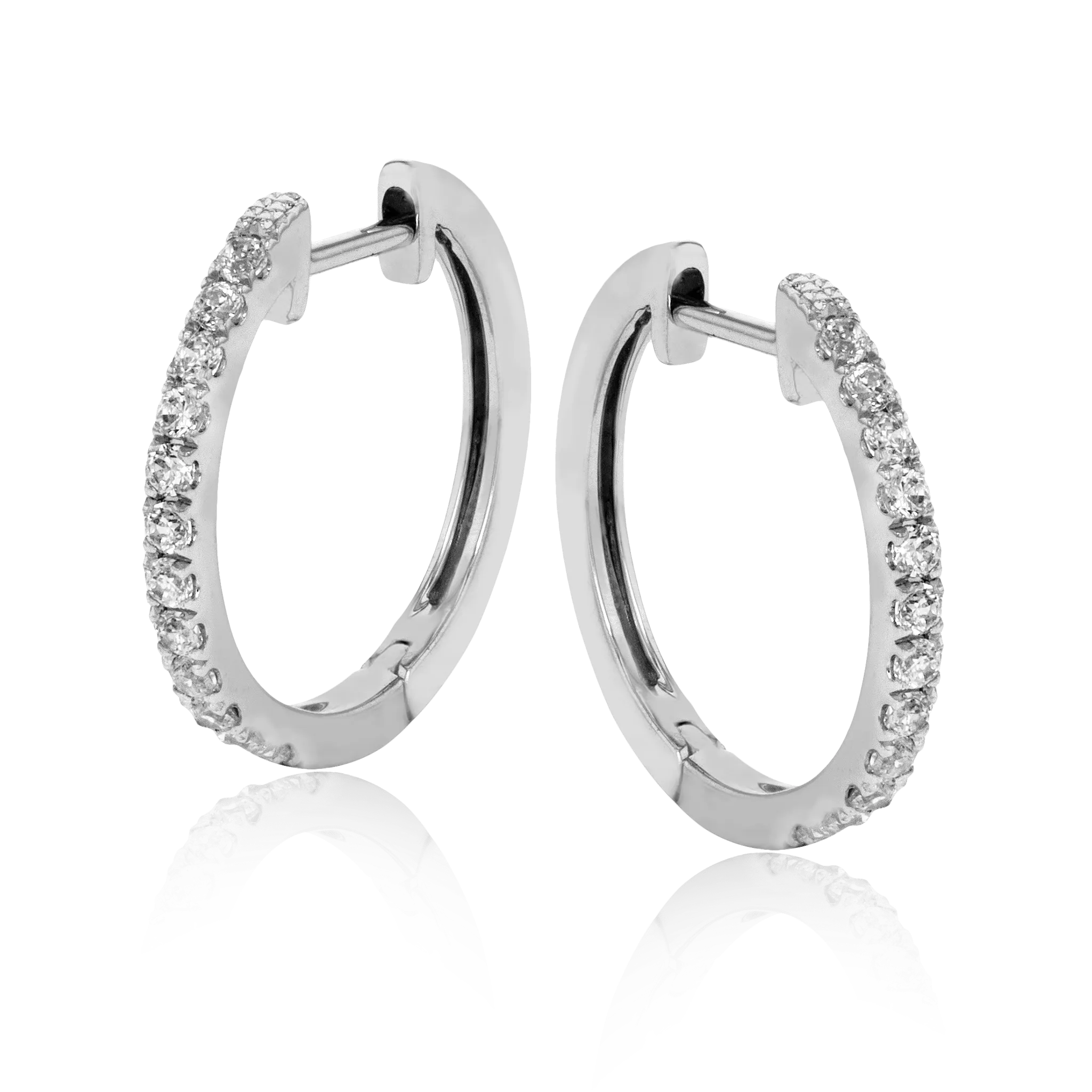 Huggie Hoop Earrings in 18k Gold with Diamonds ER369 WHITE 18K X