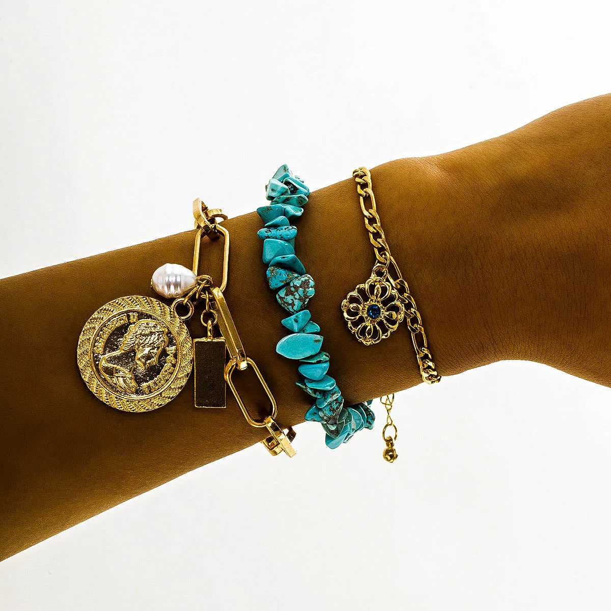Irregular Turquoise Portrait Bracelets