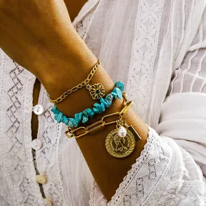 Irregular Turquoise Portrait Bracelets