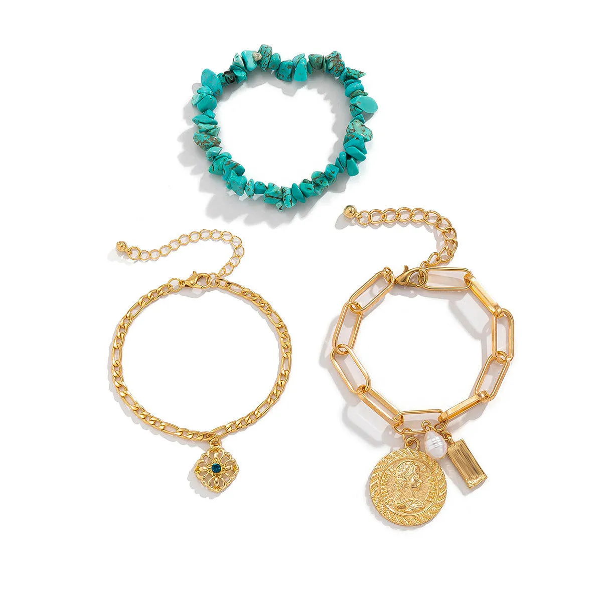 Irregular Turquoise Portrait Bracelets