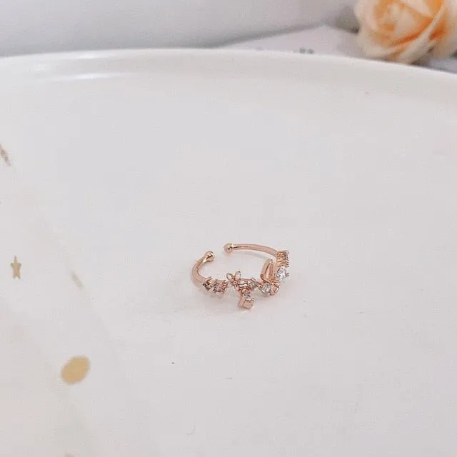 Korean Fashion  Colorful Heart  Flower Cubic Zircon Adjustable Rings