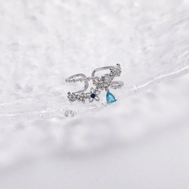 Korean Fashion  Colorful Heart  Flower Cubic Zircon Adjustable Rings