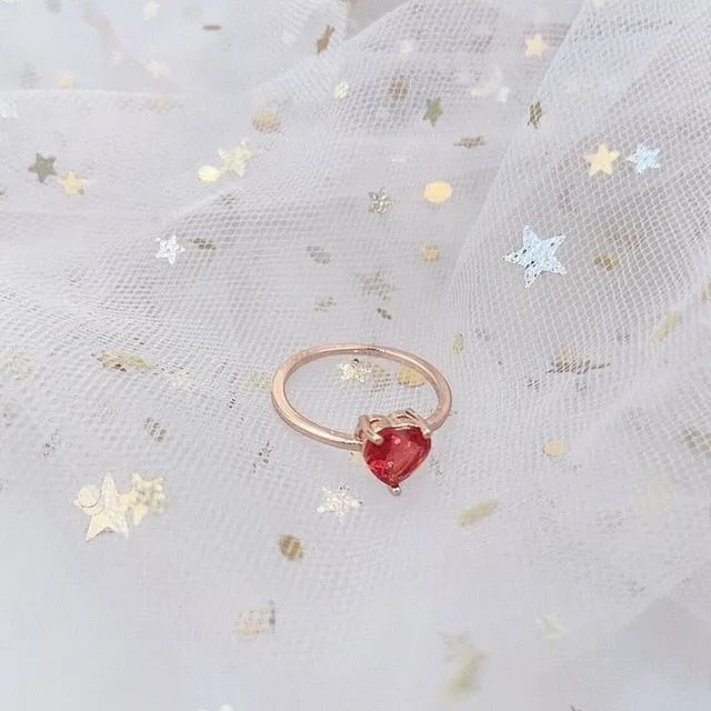 Korean Fashion  Colorful Heart  Flower Cubic Zircon Adjustable Rings