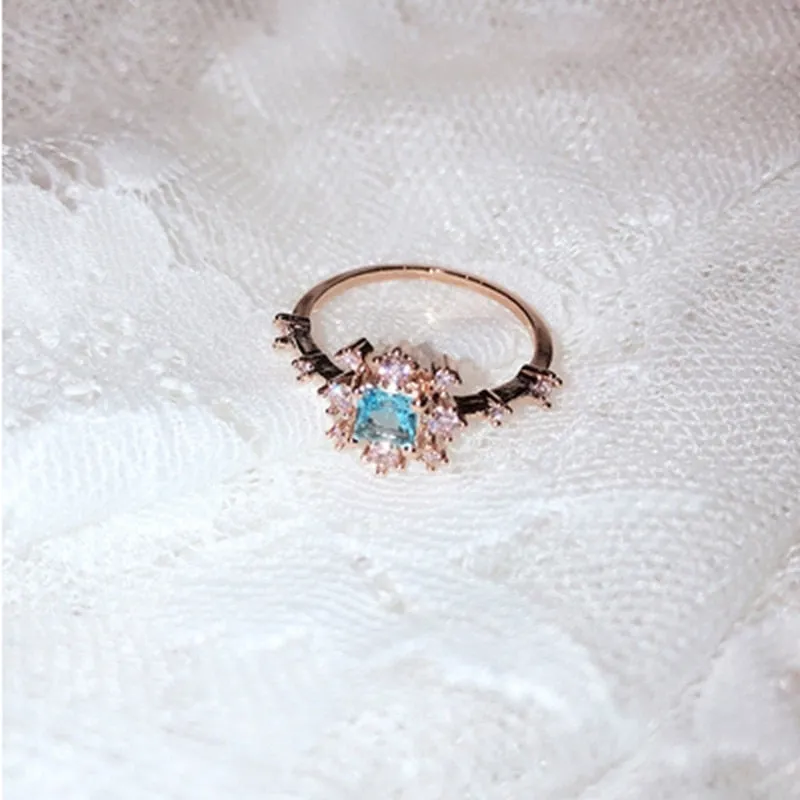 Korean Fashion  Colorful Heart  Flower Cubic Zircon Adjustable Rings