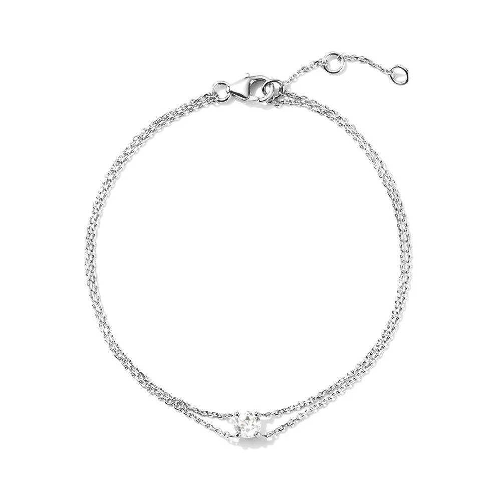 Layered Round White Sapphire Bracelet