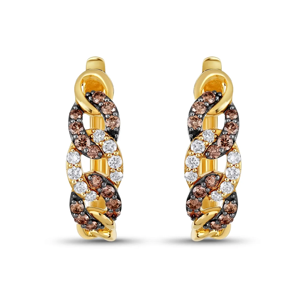 Le Vian 14K Honey Gold Chocolate and Nude Diamond Hoop Earrings, Link Design