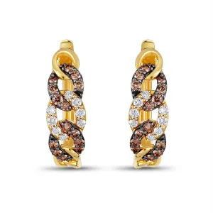 Le Vian 14K Honey Gold Chocolate and Nude Diamond Hoop Earrings, Link Design