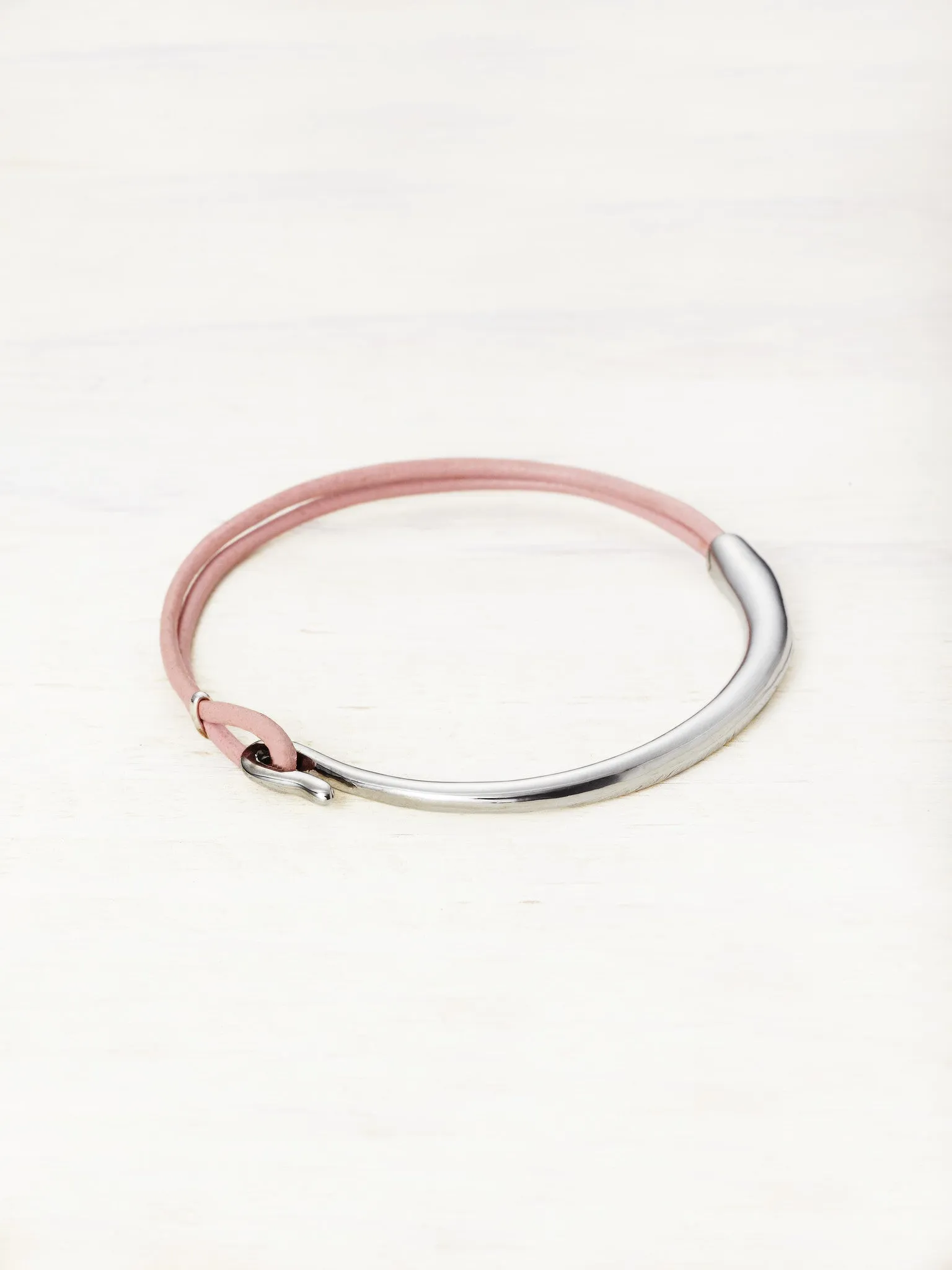 Leather Bar Bracelet - Dusty Rose