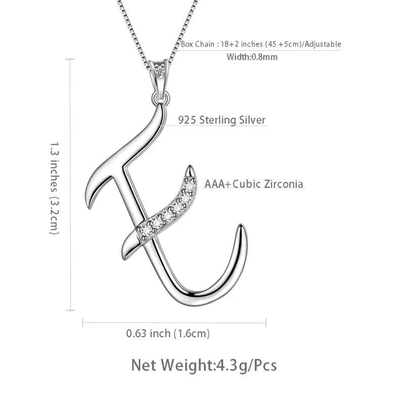 Letter Initial E Necklaces Pendant Women Girls Name Jewelry Gift 925 Sterling Silver