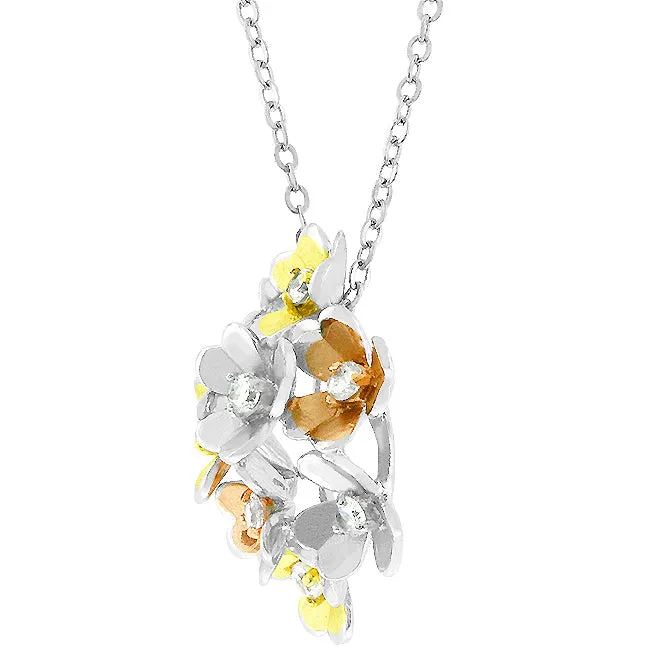 LOVCIA Jewelry Glamorous Rose Gold & Silver Bloom Necklace