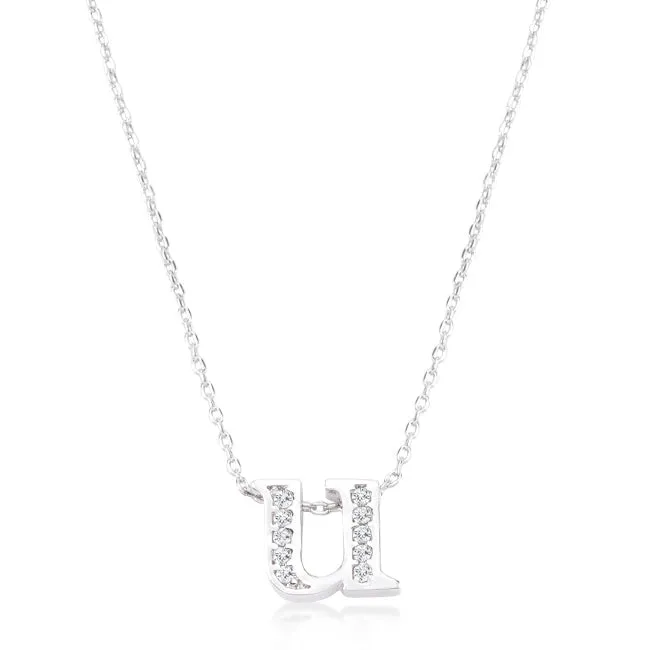 LOVCIA Sparkling Cubic Zirconia U Letter Initial Necklace