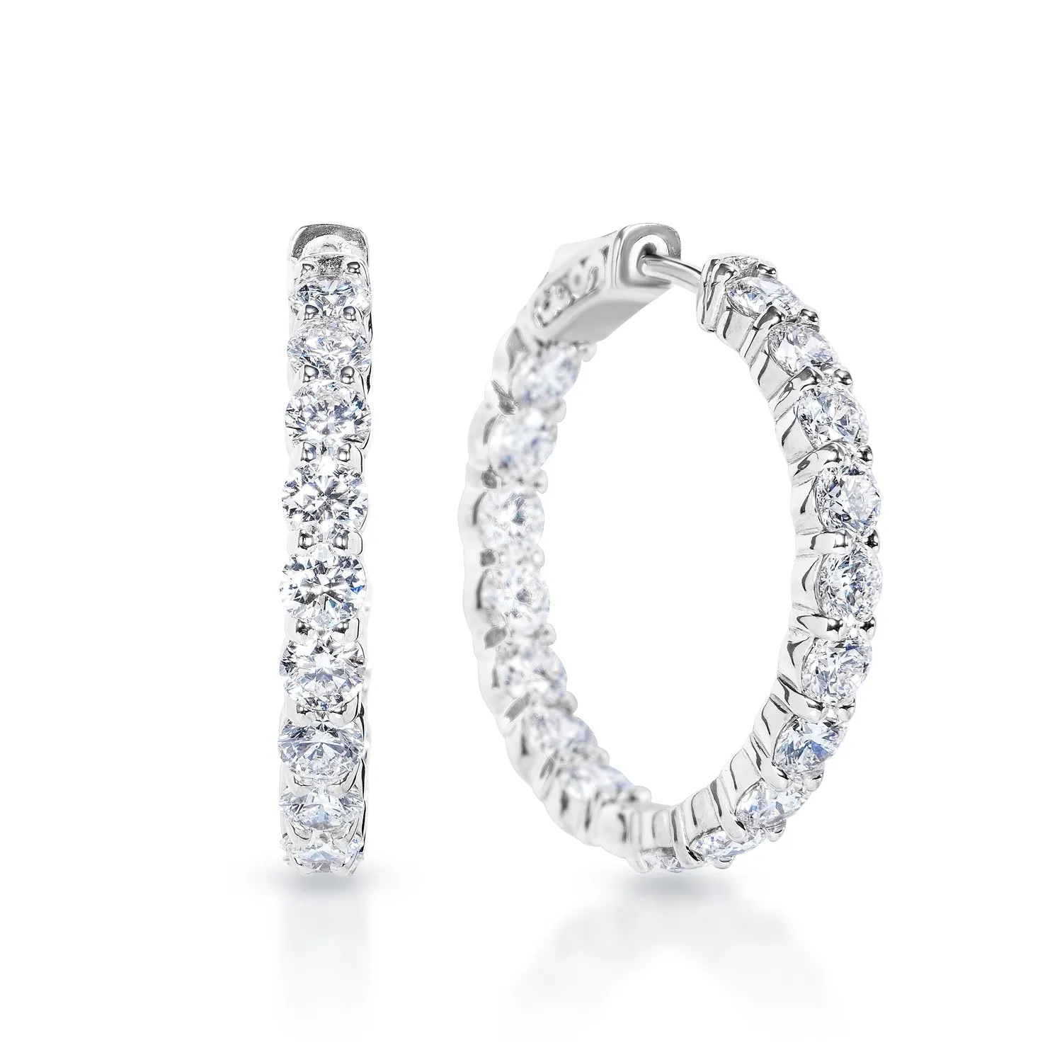 Lulu 1 inch 9 Ct Round Lab Diamond Hoops Earring 14k White