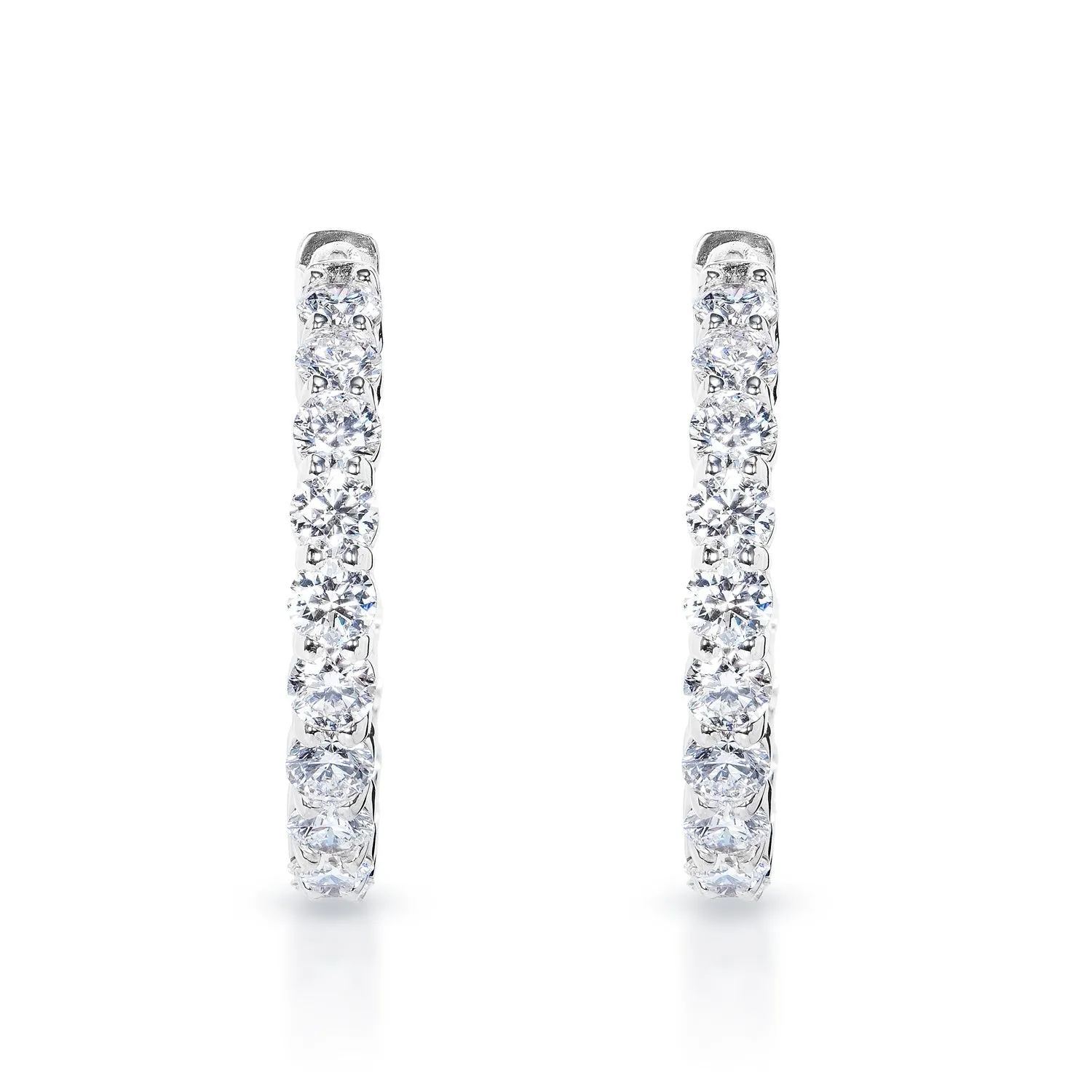 Lulu 1 inch 9 Ct Round Lab Diamond Hoops Earring 14k White