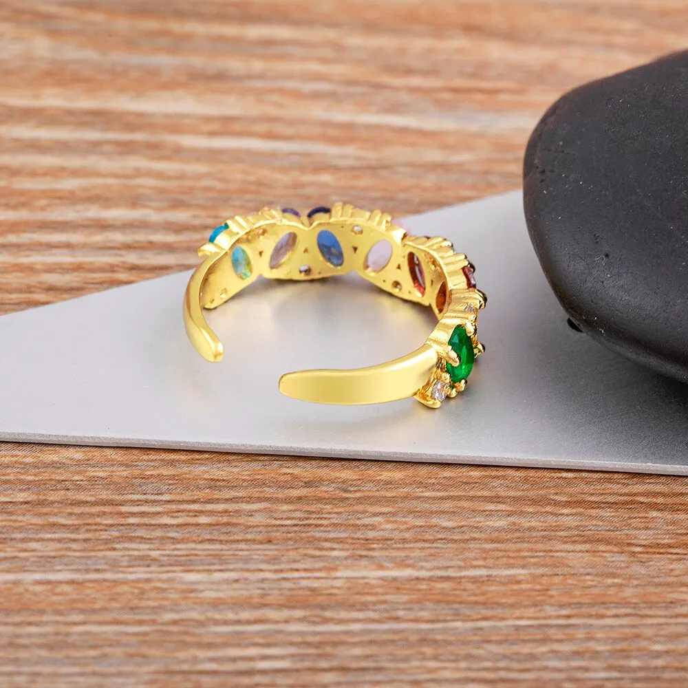 Luxury Cubic Zirconia Shine Colorful Crystal Rings For Women