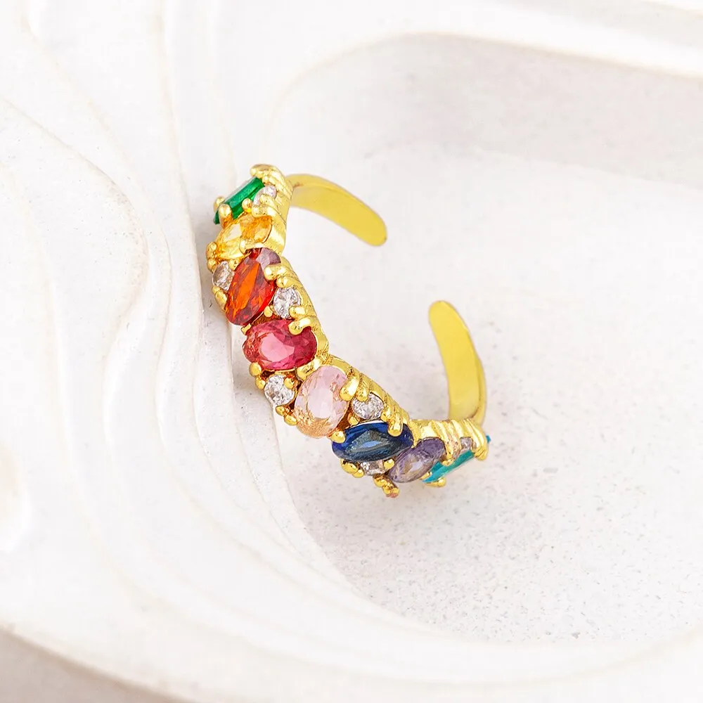 Luxury Cubic Zirconia Shine Colorful Crystal Rings For Women